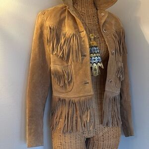 Vintage Marvin Richards Brown cropped Suede Fringe Jacket